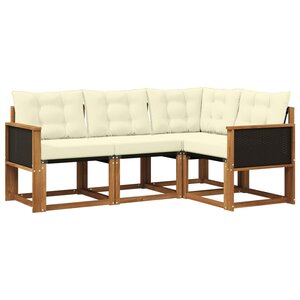 vidaXL Ensemble de canapés d'extérieur 4 pc Naturel et Crème
