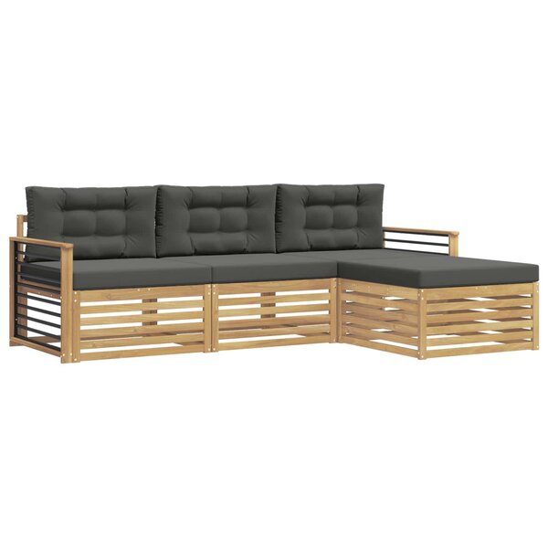 vidaXL Ensemble de canapés d'extérieur 4 pc Blanc et anthracite