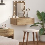 vidaXL Table de maquillage murale avec lumières LED - Chêne artisanal