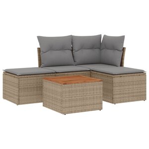 vidaXL Salon de jardin avec coussins 5Pièces mélange beige résine tressée