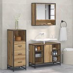 vidaXL Ensemble de mobilier de salle de bain 3 Pièces Chêne artisanal