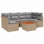 vidaXL Ensemble de canapé de jardin 7 Pièces Beige Poly rotin
