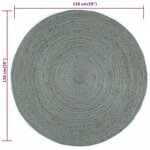 Vidaxl tapis fait à la main jute rond 150 cm vert olive