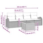 vidaXL Ensemble de canapé de jardin 5 Pièces Noir Poly rotin