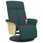 vidaXL Fauteuil inclinable de massage et repose-pieds vert foncé tissu