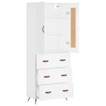 vidaXL Buffet haut Blanc 69 5x34x180 cm Bois d'ingénierie