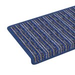 vidaXL Tapis d'escalier auto-adhésifs Rayé 15 Pièces Bleu 65 x 21 x 4 cm