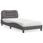 vidaXL Lit avec matelas gris 90x190 cm similicuir