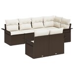 vidaXL Ensemble de canapés de jardin 7 pièces avec coussins en rattan synthétique marron