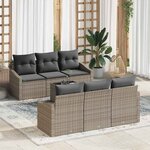 vidaXL Ensemble de canapé de jardin 7 Pièces Gris 55 x 55 x 37 cm
