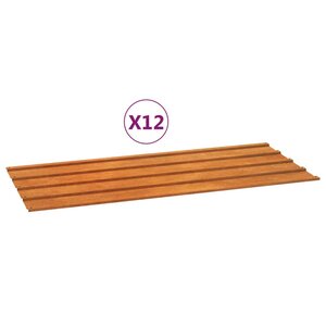 vidaXL Panneaux de toiture 12 Pièces rouillé 100x44 cm Acier corten