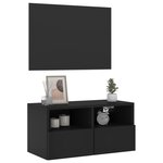vidaXL Meuble TV mural noir 60x30x30 cm bois d'ingénierie