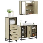 vidaXL Ensemble de meubles de salle de bain 3 Pièces chêne sonoma