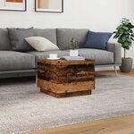 vidaXL Table basse avec lumières LED vieux bois 50x50x40 cm