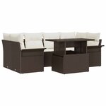 vidaXL Ensemble de canapé de jardin 7 Pièces Marron Poly rotin