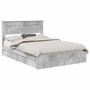 vidaXL Lit de Rangement Gris béton 140 x 190 cm Bois d'ingénierie