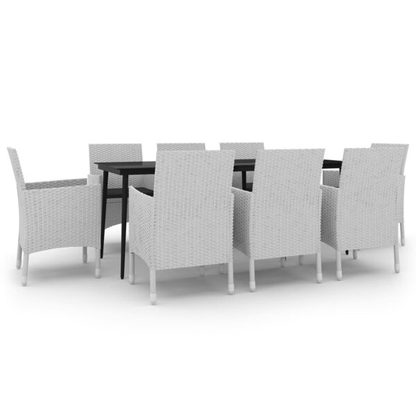 vidaXL Ensemble à dîner de jardin coussins 9 Pièces Résine tressée Verre