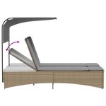 vidaXL Chaise longue double et auvent et coussins mélange beige rotin