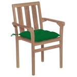 vidaXL Chaises de jardin lot de 2 et coussins vert Bois de teck massif