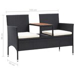 Vidaxl banc de jardin 2places et table à thé 143cm résine tressée noir