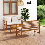 vidaXL Salon de jardin 3 Pièces avec coussin Bois d'acacia solide