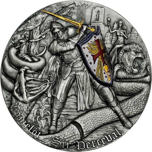 Pièce de monnaie en Argent 5 Dollars g 62.2 (2 oz) Millésime 2023 Camelot SIR PERCEVAL