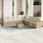 vidaXL Salon de jardin avec coussins 10 Pièces beige résine tressée