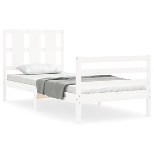 vidaXL Cadre de lit avec tête de lit blanc petit simple bois massif