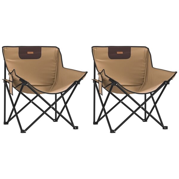 vidaXL Chaise de camping avec poche pliable lot de 2 marron