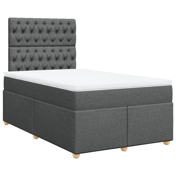 vidaXL Sommier à lattes de lit avec matelas gris foncé 120x190cm tissu