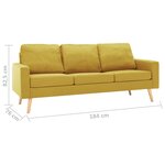 vidaXL Canapé à 3 places Jaune Tissu