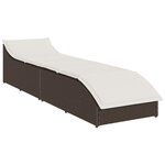 vidaXL Chaise longue pliante coussin rangement marron résine tressée