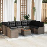 vidaXL Ensemble de canapé de jardin 10 Pièces Gris Poly rotin
