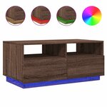 vidaXL Table basse avec lumières LED chêne marron 90x49x40 cm