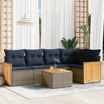 vidaXL Salon de jardin 6 Pièces avec coussins gris résine tressée