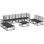 vidaXL Ensemble de canapé de jardin avec coussin 9 Pièces Noir Aluminium