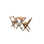 Ensemble repas de jardin ou de balcon 2 places - 1 table et 2 chaises pliables - Bois acacia