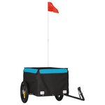 vidaXL Remorque de vélo noir et bleu 30 kg fer