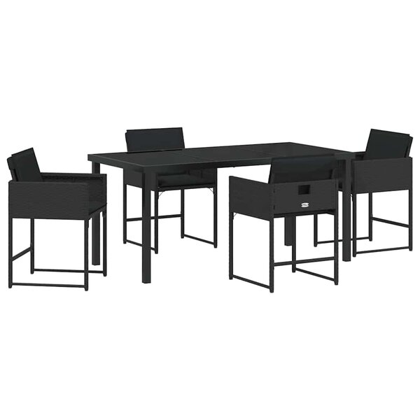 vidaXL Ensemble de salle à manger pour jardin 5 Pièces Noir polyrotin