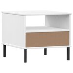 vidaXL Table de chevet avec pieds en métal Blanc Bois pin massif OSLO