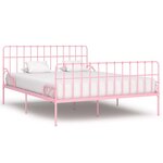vidaXL Cadre de lit et sommier à lattes Rose Métal 200 x 200 cm