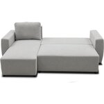 Canapé d'angle convertible réversible 3-4 places - PHARELL - Tissu souris - Coffre de rangement - 224 x 155 x 85 cm