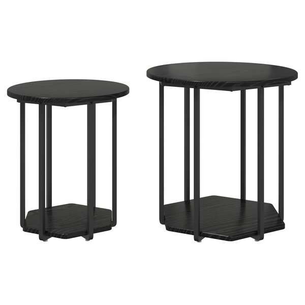 Table d'appoint vidaXL 2 pièces Bois d'ingénierie chêne noir et métal