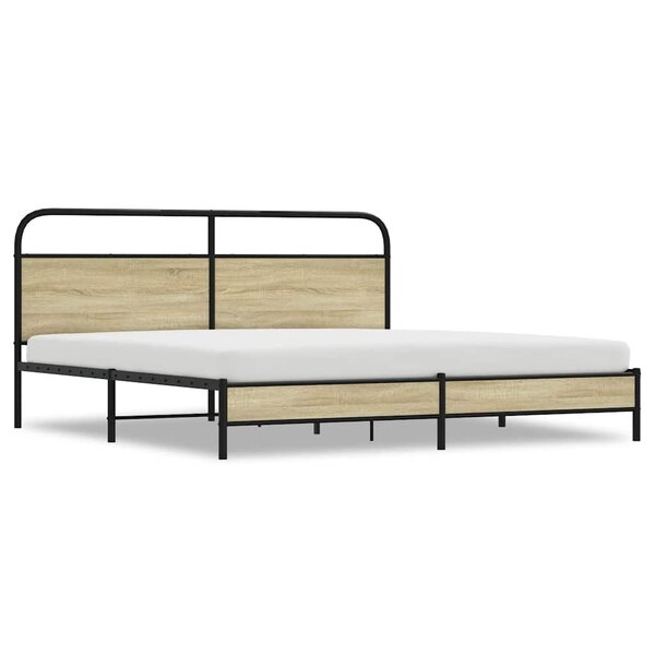 vidaXL Cadre de lit en métal sans matelas chêne sonoma 183x213 cm