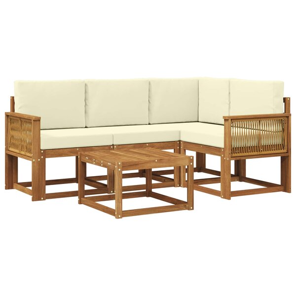 vidaXL Ensemble de canapés d'extérieur 5 pc Naturel et Crème Polyester