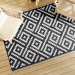 vidaXL Tapis d'extérieur blanc et noir 140x200 cm PP