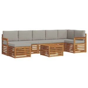 vidaXL Ensemble de canapés d'extérieur 8 Pièces Gris Naturel et Clair