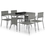 vidaXL Ensemble à manger de jardin 5Pièces Résine tressée Anthracite gris