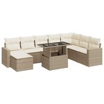 vidaXL Salon de jardin avec coussins 9 Pièces beige résine tressée