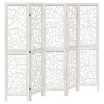 vidaXL Cloison de séparation 5 panneaux blanc bois de paulownia massif